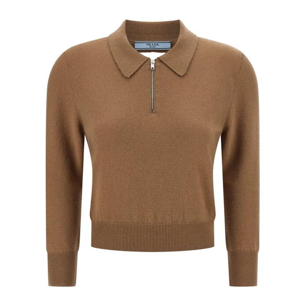 Prada Beige Cashmere Polo Women's Shirt